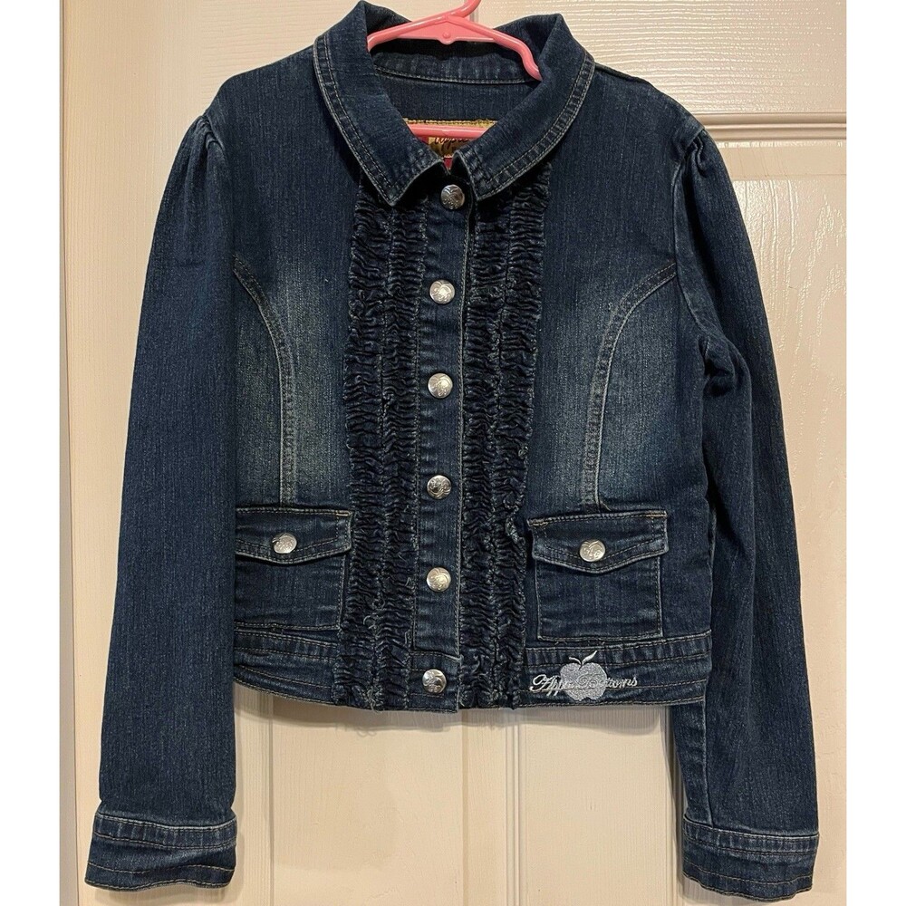 Apple Bottoms Jeans Girls M Jacket Denim Jean Blue Silver Bling Y2K Vintage GUC
